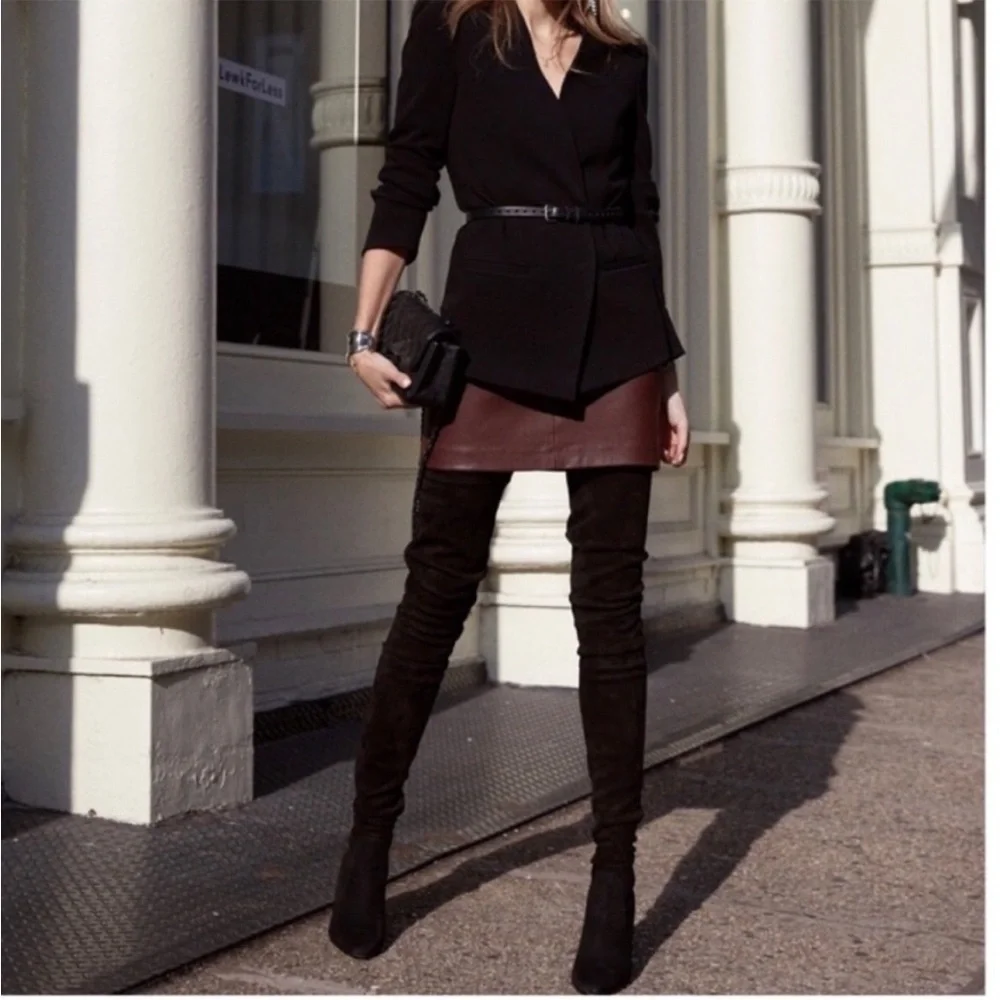 NIB Tamara Mellon Helmut Over The Knee Stretch Suede Boots Thigh Black 37.5